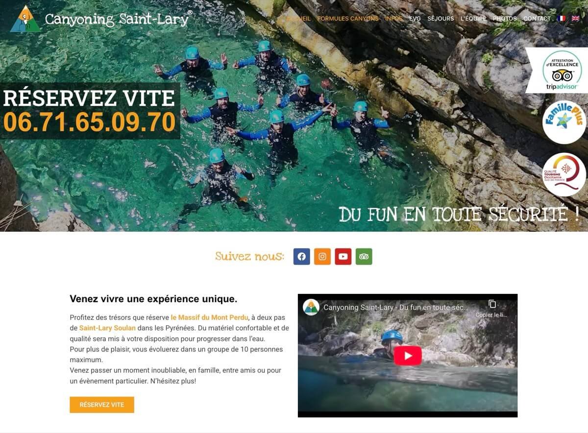 canyoning saint-lary website homepage