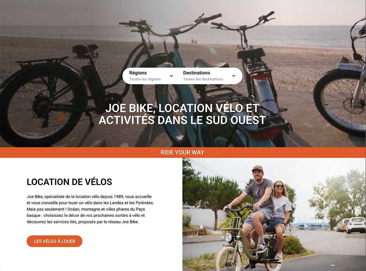 JoeBike.fr website home page